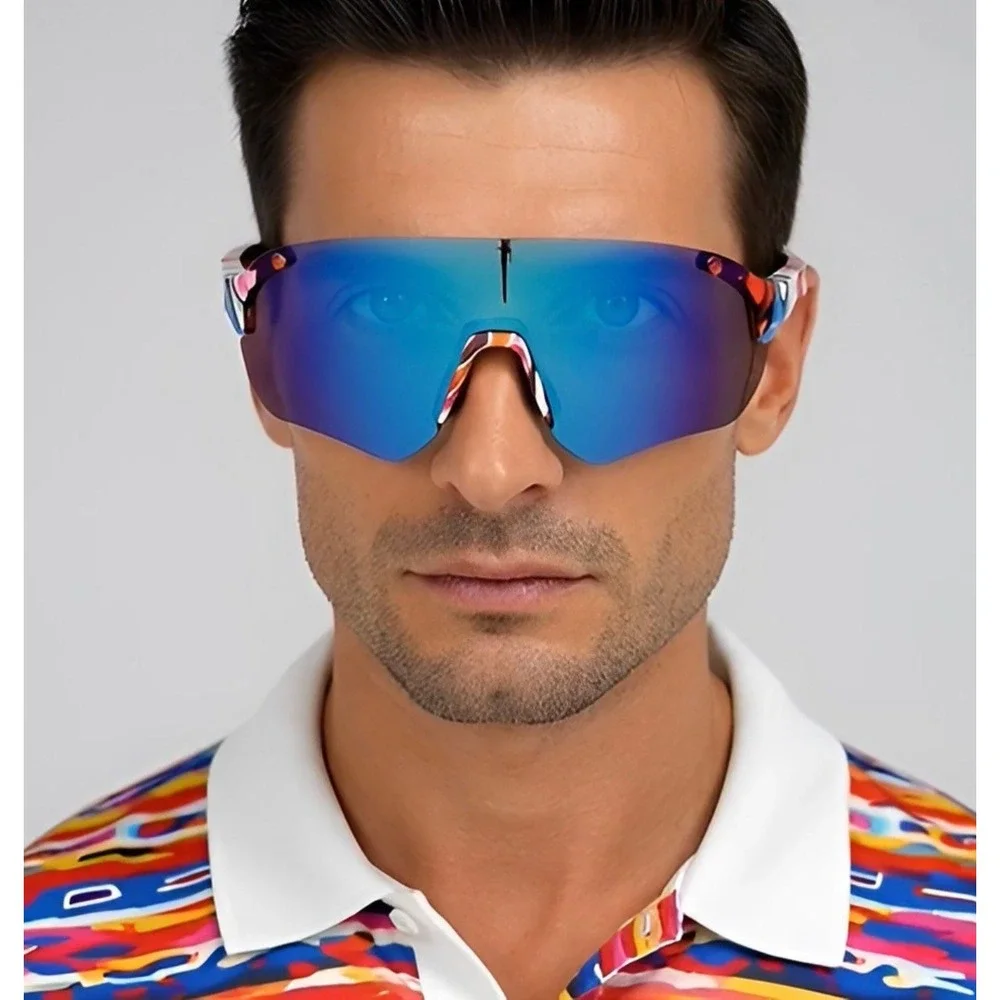 Sport Sunglasses Cycling Running Glasses Graffiti Print Shield Visor Beach‎ Fish
